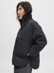 Serena Black Mid Quilted Zip Jacket