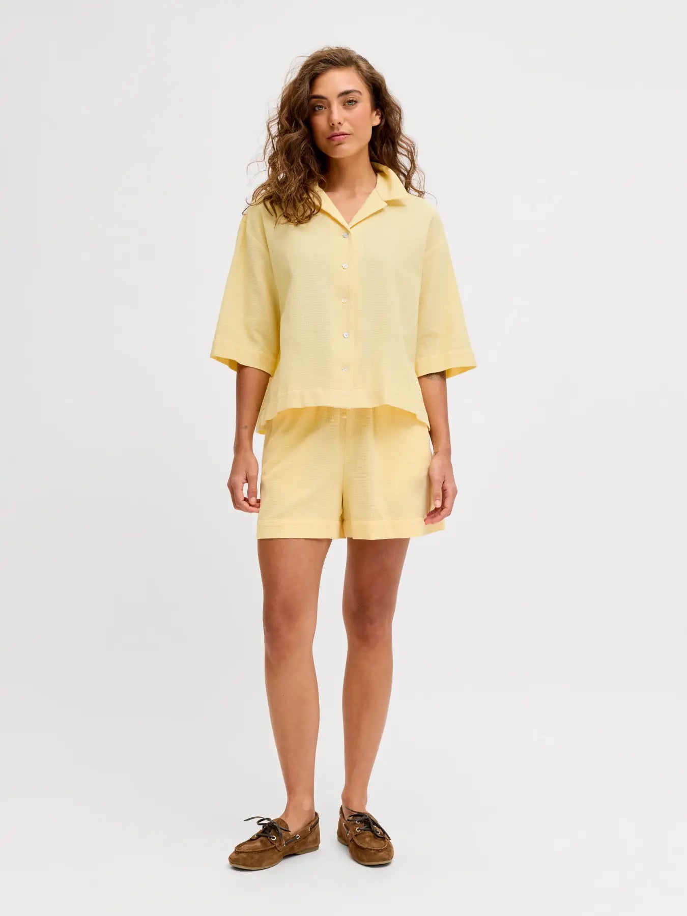 Global Waffle Resort Shirt Yellow