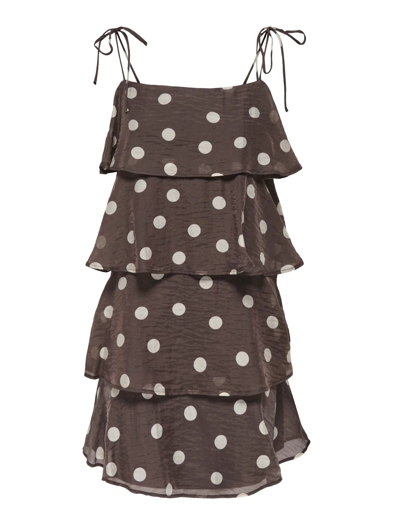 Fay Polka Dot Frill Mini Dress Brown