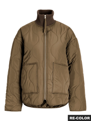 Serena Mid Quilted Zip Jacket Khaki