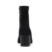 Sage Black Gemstone Encrusted Ankle Boot
