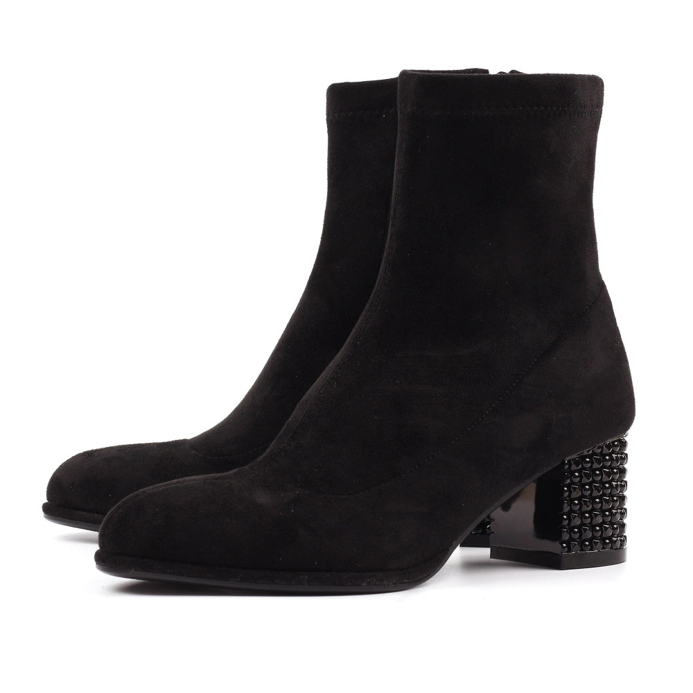 Sage Black Gemstone Encrusted Ankle Boot