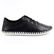 St Ives Leather Plimsole Black