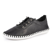 St Ives Leather Plimsole Black