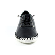St Ives Leather Plimsole Black