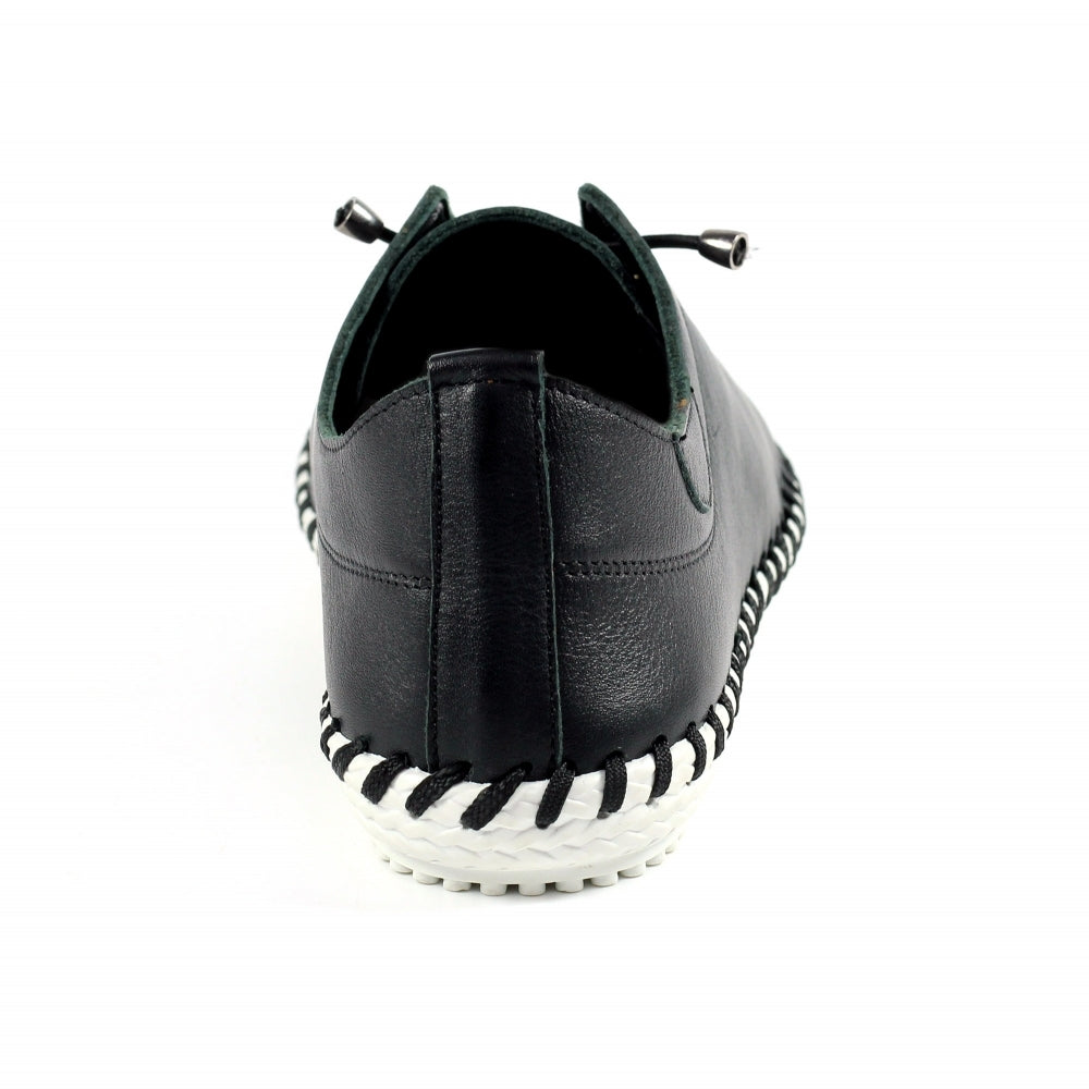 St Ives Leather Plimsole Black