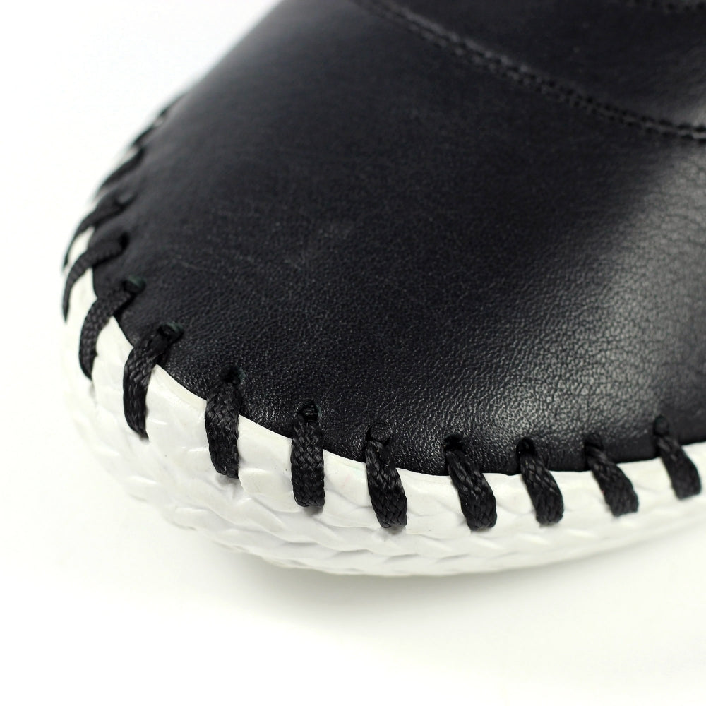 St Ives Leather Plimsole Black