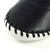 St Ives Leather Plimsole Black