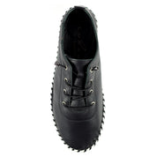 St Ives Leather Plimsole Black
