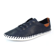 St Ives Leather Plimsole Navy