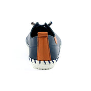 St Ives Leather Plimsole Navy