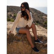 St Ives Leather Plimsole Navy