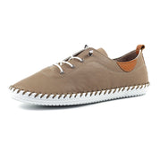 St Ives Leather Plimsole Taupe