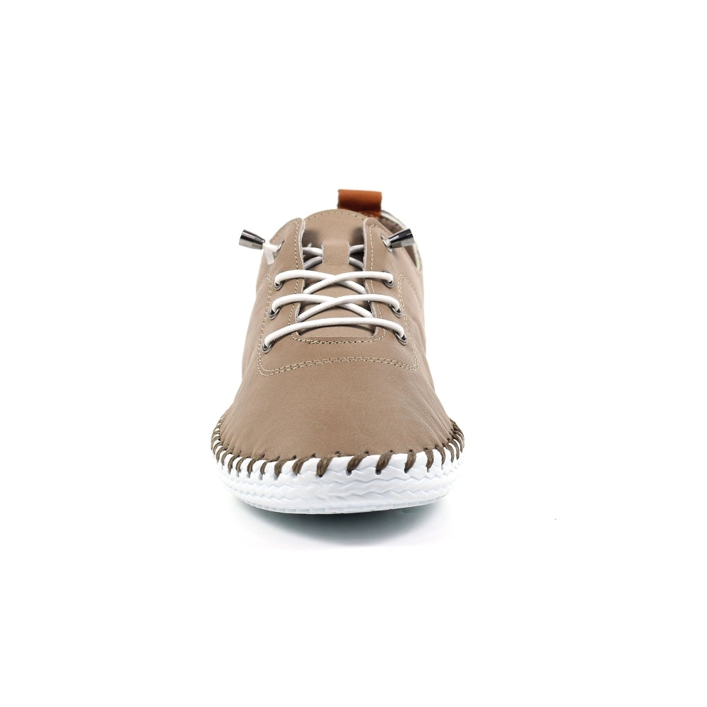 St Ives Leather Plimsole Taupe