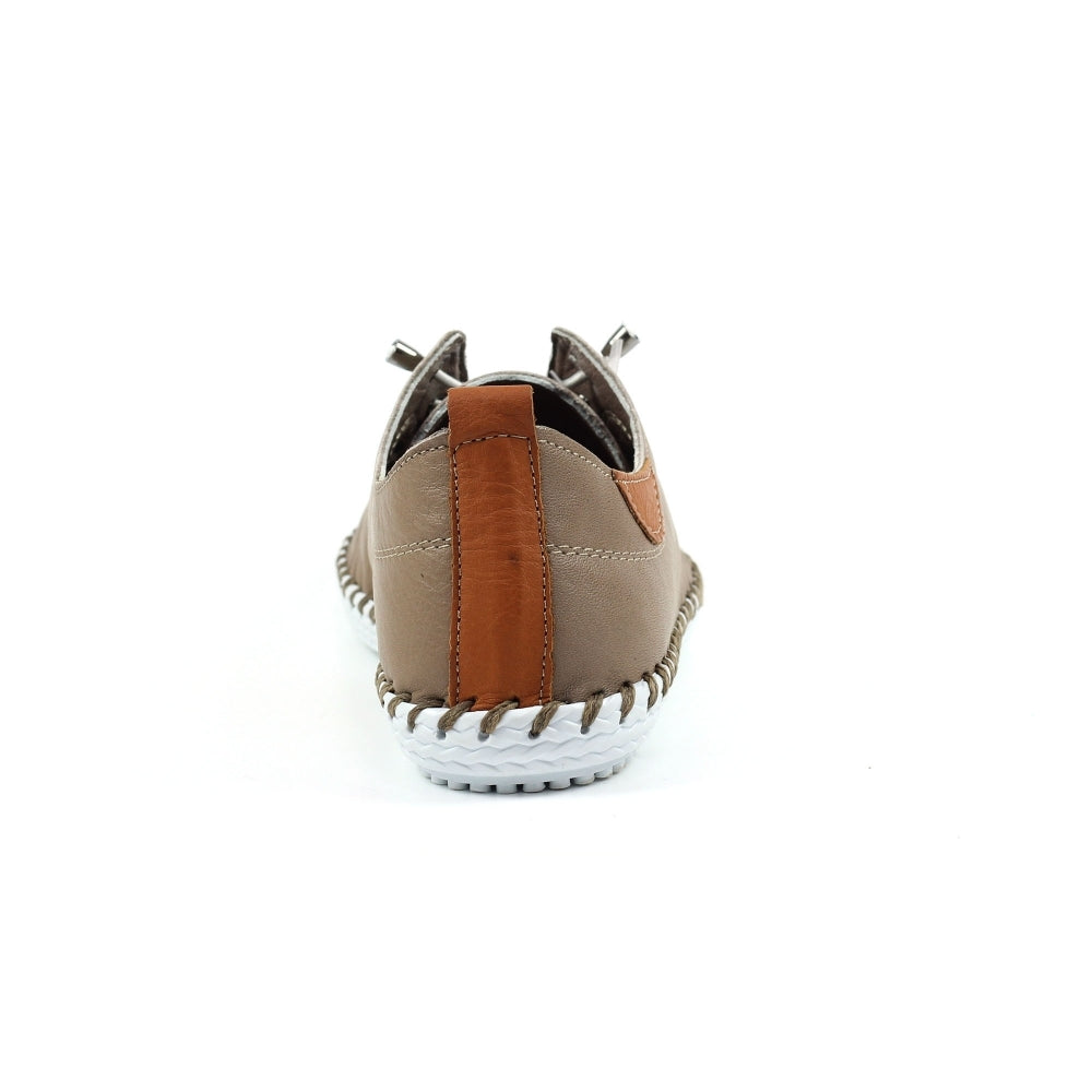 St Ives Leather Plimsole Taupe