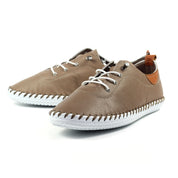 St Ives Leather Plimsole Taupe