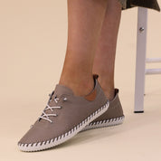 St Ives Leather Plimsole Taupe