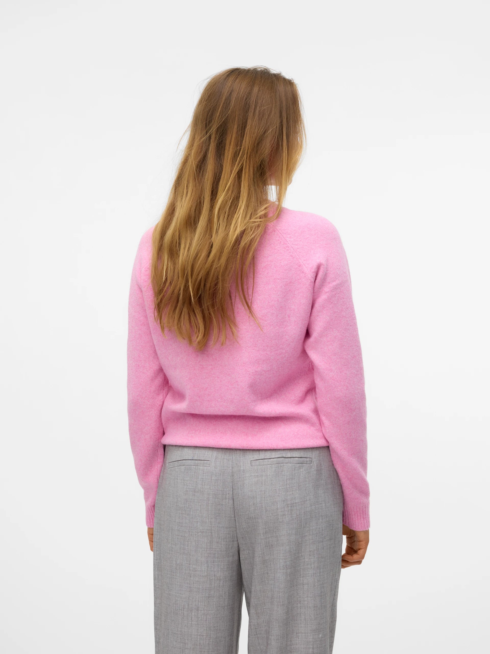 Doffy O-Neck Long Sleeve Pullover Pink