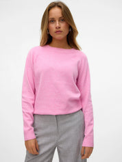 Doffy O-Neck Long Sleeve Pullover Pink