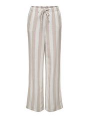 Caro Linen Wide-Stripe Wide Leg Trousers