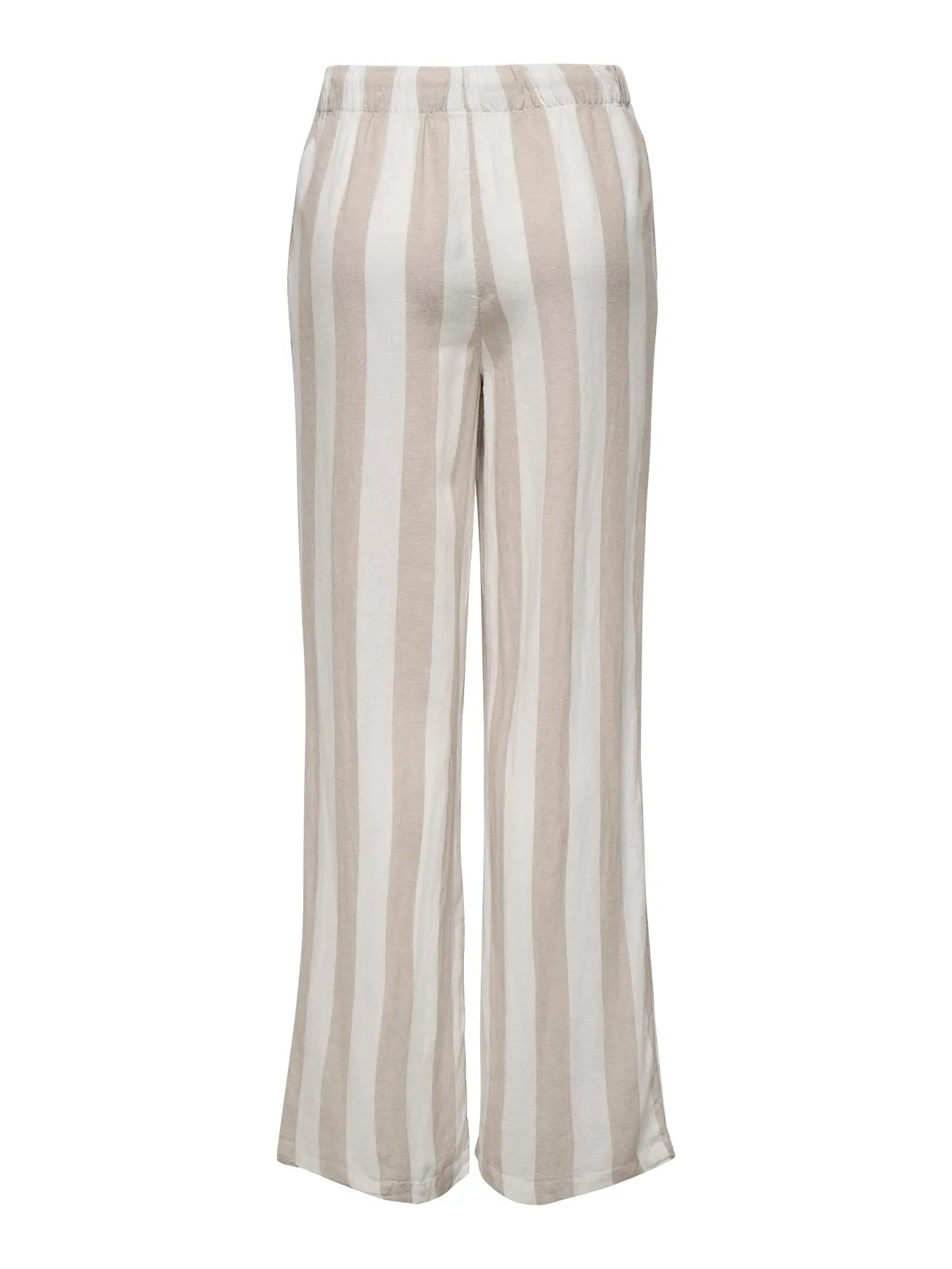Caro Linen Wide-Stripe Wide Leg Trousers