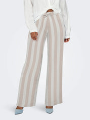 Caro Linen Wide-Stripe Wide Leg Trousers