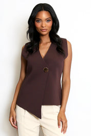 Joy Fine Knit One Button Asymmetric Waistcoat