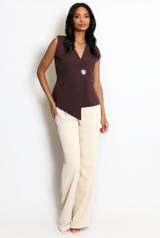 Joy Fine Knit One Button Asymmetric Waistcoat