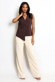 Joy Fine Knit One Button Asymmetric Waistcoat