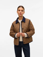 Emily Navy and Tan Quilted Jacket