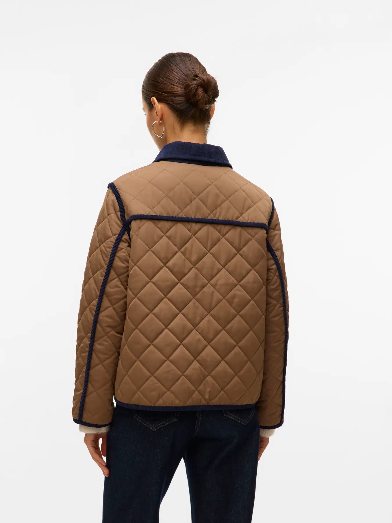 Emily Navy and Tan Quilted Jacket