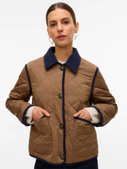 Emily Navy and Tan Quilted Jacket