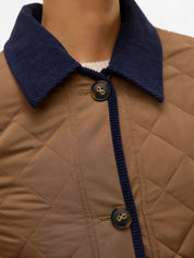 Emily Navy and Tan Quilted Jacket