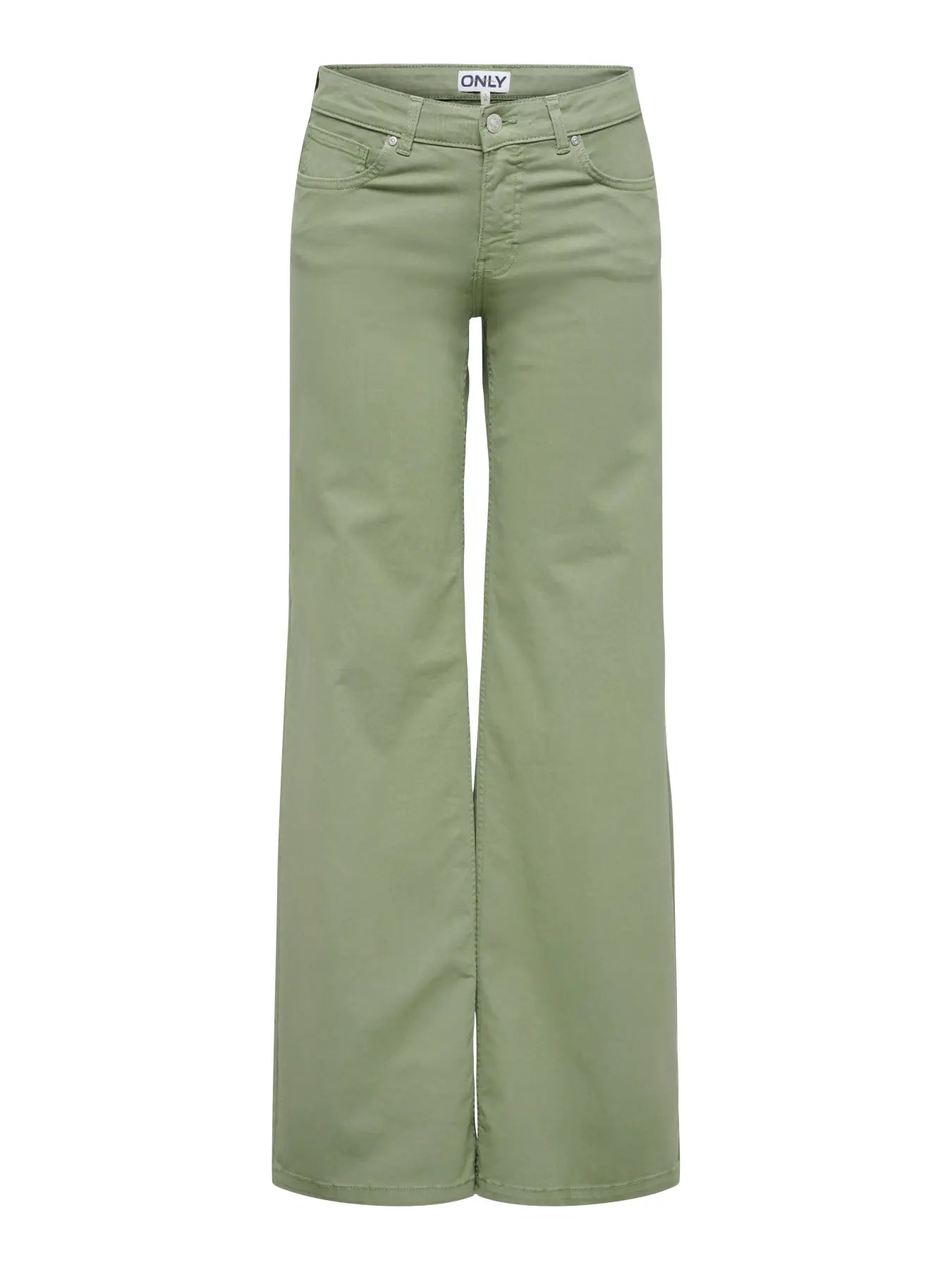 Madison Olive Green Denim Wide-Leg Jeans