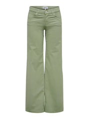 Madison Olive Green Denim Wide-Leg Jeans