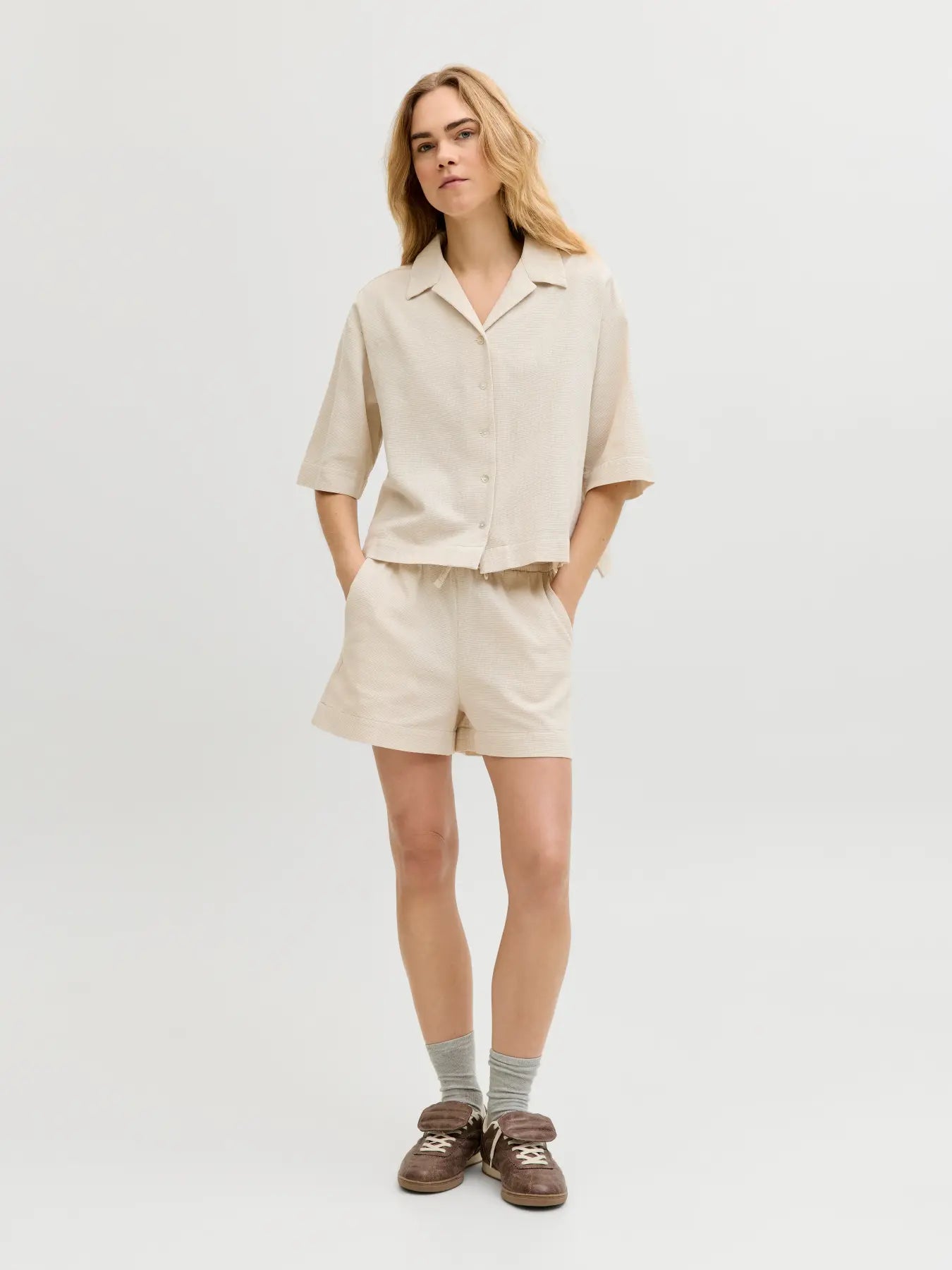 Global Waffle Shorts Cream
