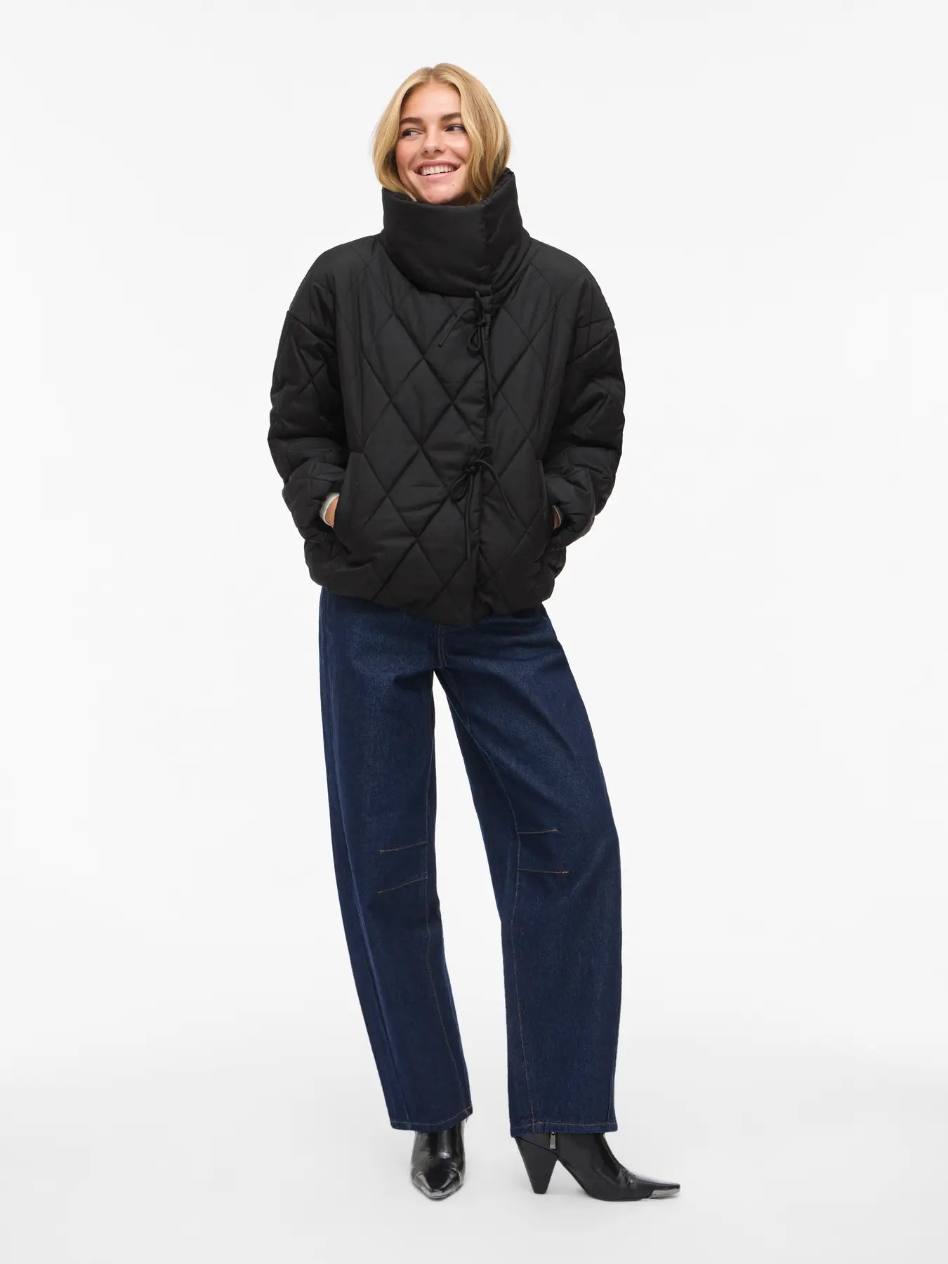 Bumble Black Quilted Tie Jacket