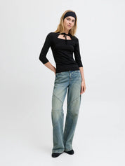 Gigi Open Tie Front Top Black