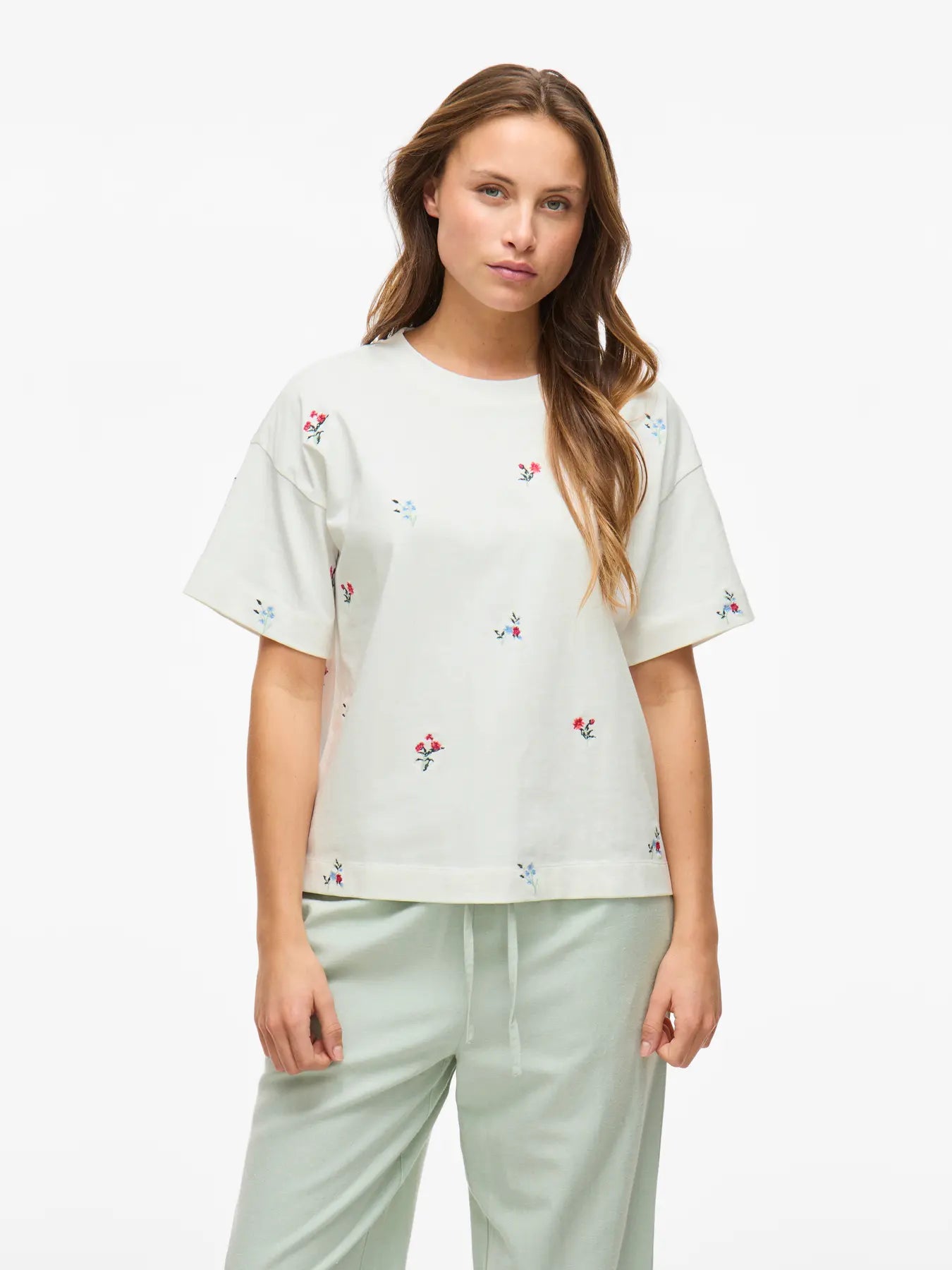 Monie Flower Embellish Oversized Tee