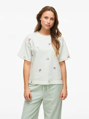 Monie Flower Embellish Oversized Tee