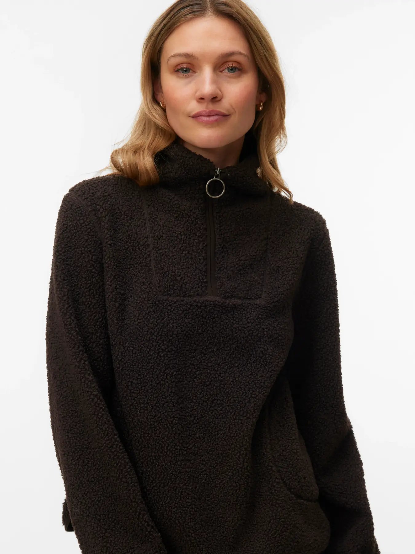 Flash Teddy Half-Zip Pullover Brown