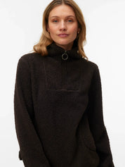 Flash Teddy Half-Zip Pullover Brown
